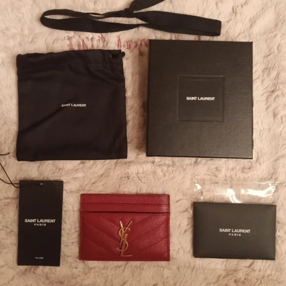 SOLD YSL card holder rouge eros